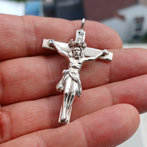 Jesus Pendant, Crucifix Amulet, Sterling Silver Amulet, Cross Amulet, Jesus Cross Pendant, Jesus Necklace, Religious gift, Rosary Cross-0